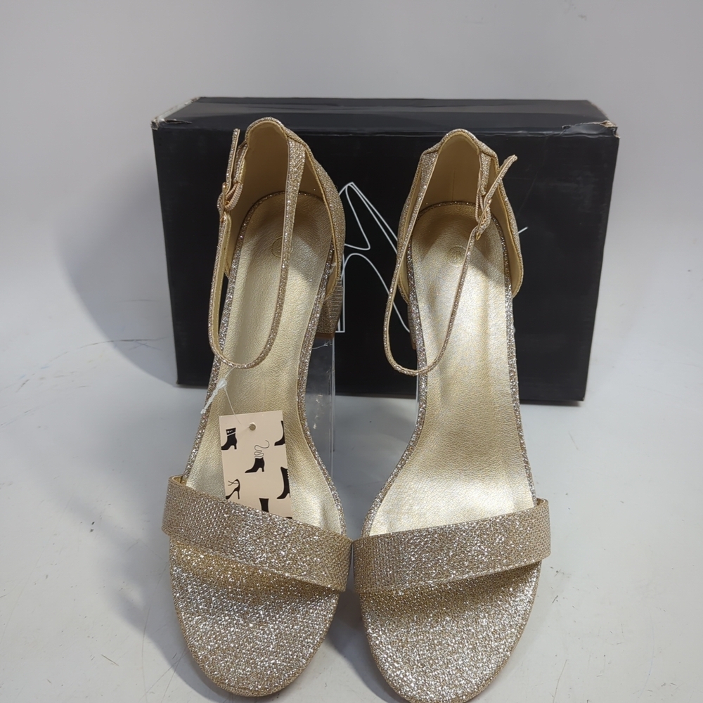 My Soft Chunky Block Low Heeled Women's Sandals US 9W Gold Glitter
